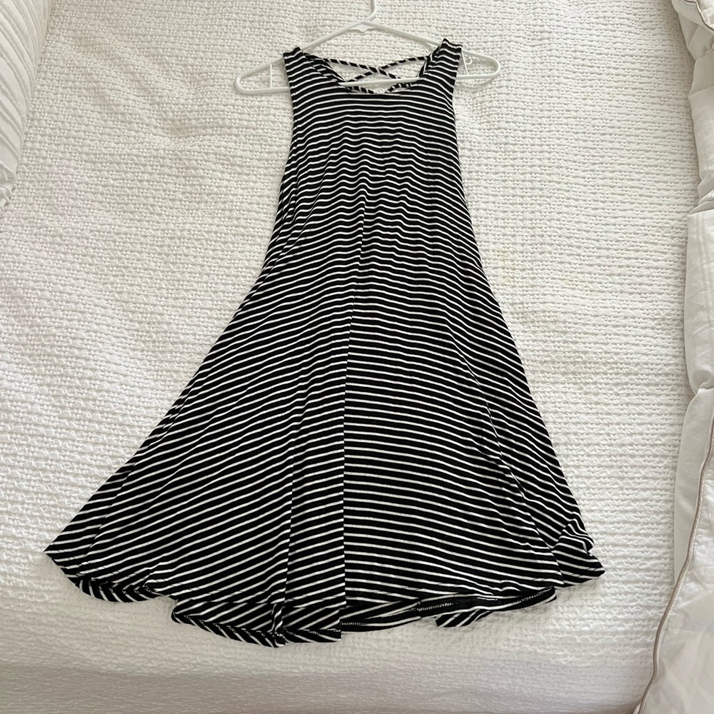 Black and white striped dress